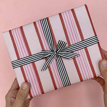 Red And Pink Striped Wrapping Paper, 2 of 9