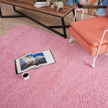 The Rugs Plain Pink Shaggy Rug, 3 of 10