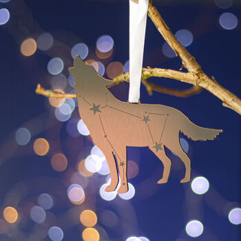 Lupus Wolf Constellation Metallic Christmas Decoration, 2 of 2
