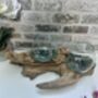 Teak Root Wooden Display With Double Molten Glass Bowls, thumbnail 10 of 11