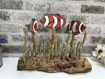 Hand Carved Wooden Clownfish Shoal Ornament, 6 of 10