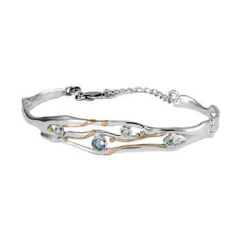 Silver Bangle With Blue Topaz And White Cubic Zirconia, 3 of 6