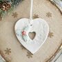 Porcelain Heart With Holly Christmas Decoration, thumbnail 1 of 4