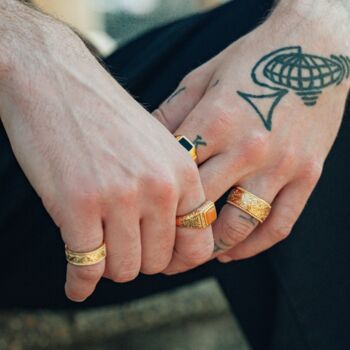 Gold Plated Orange Gemstone Ring For Men, 10 of 12