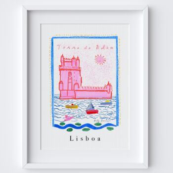 Torre De Belém Poster Belém Lisbon Scene Patterned Landscapes: Heritage Pink Edition Print, 2 of 2