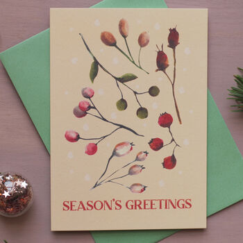 Set Of Six Winter Berries Christmas Cards, 3 of 8