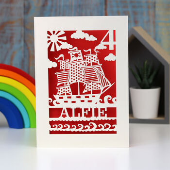 Personalised Papercut Pirate Birthday Card, 5 of 6