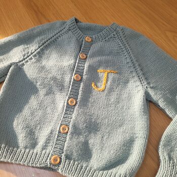 Hand Knitted And Embroidered Initials Cardigan, 7 of 7