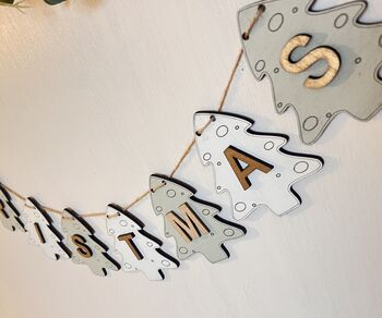 Personalised Wooden Christmas Bunting Charming Seasonal Garland For Home Decor, 4 of 12