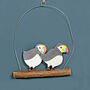 Hanging Puffin Pair On Driftwood, thumbnail 1 of 3