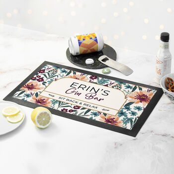 Personalised Floral Gin Bar Mat, 2 of 5