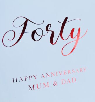 Personalised Ruby Wedding Anniversary Metallic Card, 3 of 3