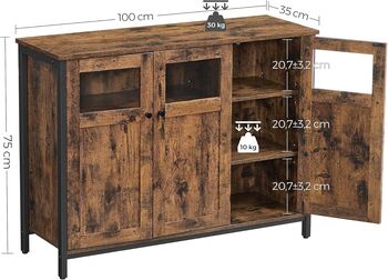 Sideboard With Glass Doors And Steel Frame, 8 of 9