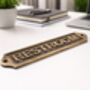 Custom Solid Brass Restroom Plaque With Antique Finish, thumbnail 5 of 7