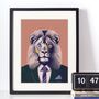 Lion In A Suit Portrait Illustration Art Print, thumbnail 2 of 3