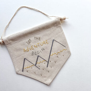 'Let The Adventure Begin' Embroidery Hanging Banner, 6 of 7