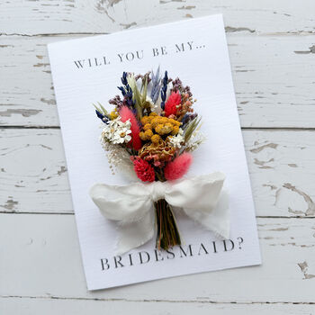 Flower Girl Bridesmaid Proposal Dried Flower Bunch Card, 4 of 5