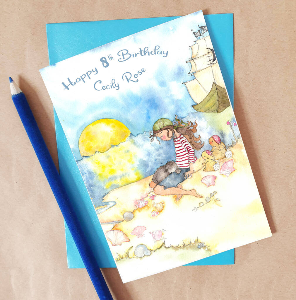 Pirate Girl Personalised Birthday Card, 1 of 4