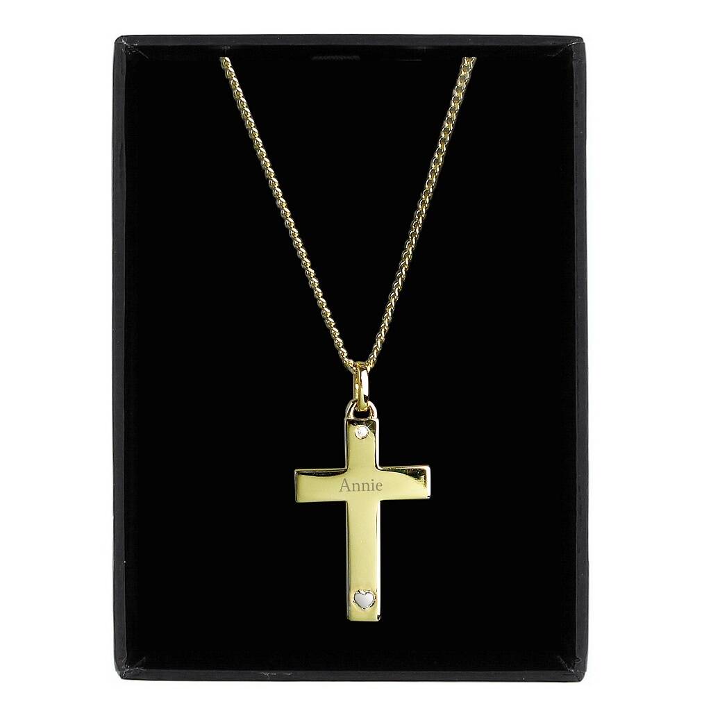 Personalised Gold Cross Name Necklace By Chips & Sprinkles