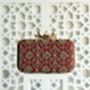 Delhi Flower Clasp Dark Red Silk Clutch | Bridal Evening Bag, thumbnail 6 of 6