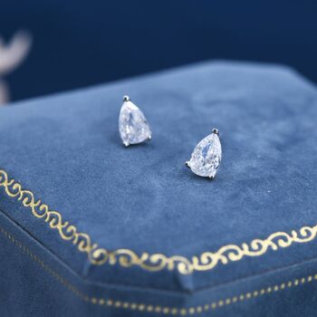 Sterling Silver Pear Cut Cz Earrings, 6 of 12