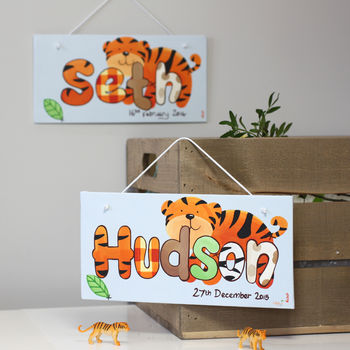Personalised Jungle Tiger Canvas Sign, 9 of 12