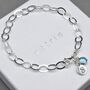 Sterling Silver Oval Linked Bracelet With Birthstone, thumbnail 1 of 5