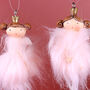 G Decor Set Of Two Pink Fluff Royal Princesses Hand Painted Christmas Ornament, thumbnail 2 of 4