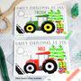 Personalised Pink Tractor Christmas Card, thumbnail 4 of 6