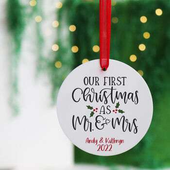 Personalised First Christmas As Mr And Mrs Ornament, 4 of 7
