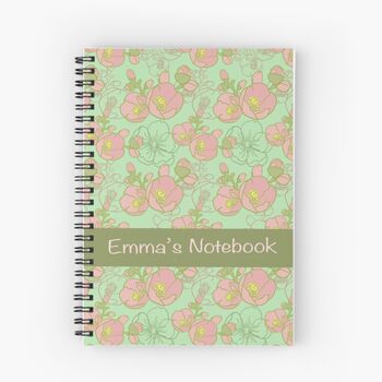 Personalised Pink Blossom Spiral Notebook, 2 of 2