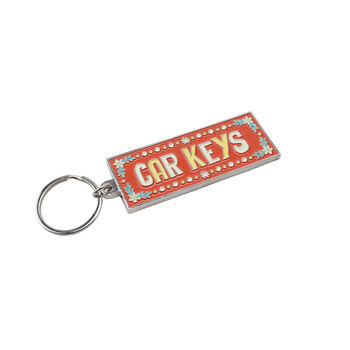 Car Keys Orange Enamel Keychain Keyring, 3 of 3