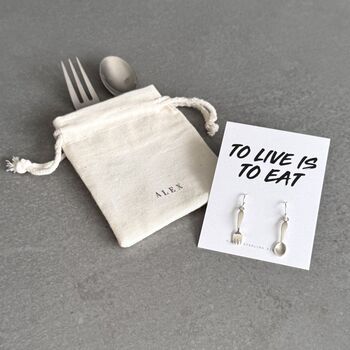 Fork And Spoon Sterling Silver Drop Earrings, 4 of 5