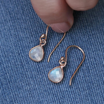 Rose Gold Vermeil Mini Heart Gemstone Earrings, 2 of 7