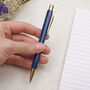 Dark Navy Blue And Gold Ballpoint Pen, thumbnail 2 of 3