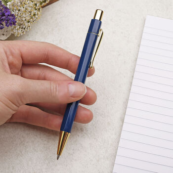 Dark Navy Blue And Gold Ballpoint Pen, 2 of 3