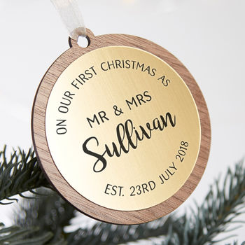 Personalised First Married Christmas Bauble, 2 of 4