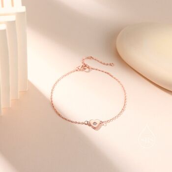 Tiny Heart With Starburst Cz Bracelet, 4 of 11