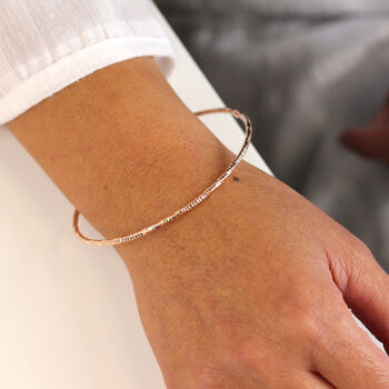 Sterling Silver Diamond Cut Twist Bangle, 3 of 8