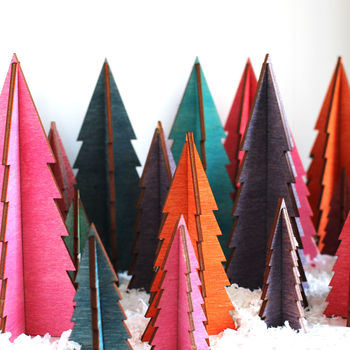 Christmas Tree Set In Coloured Wood, 4 of 5