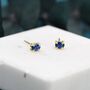 Sapphire Blue Oval Cz Stud Earrings Sterling Silver, thumbnail 5 of 12