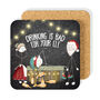 Funny Christmas Gift Coaster Secret Santa Drunk Elf Pun, thumbnail 1 of 5