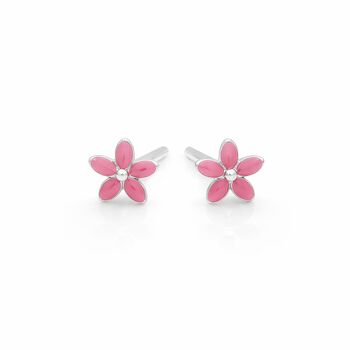 Sterling Silver Pink Forget Me Not Micro Stud Earrings – 4mm, 3 of 4