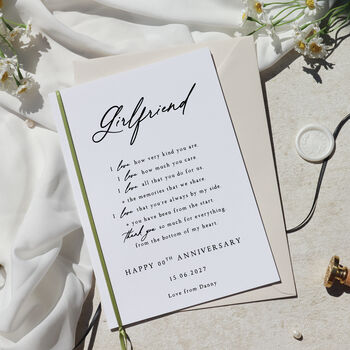 Personalised Husband Wedding Anniversary Card With Love Poem, 2 of 8