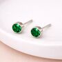 Sterling Silver May Emerald Birthstone Stud Earrings – 7mm, thumbnail 2 of 5