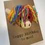 Rainbow Highland Cow Crochet Birthday Card Handmade Moo, thumbnail 6 of 11