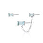 Aquamarine Chained Baguette Stud Earring Set, thumbnail 3 of 4