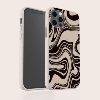 Black Liquid Marble Biodegradable Phone Case, 3 of 8