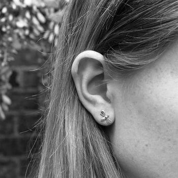 Bee Stud Earrings Sterling Silver, 3 of 5