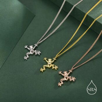 Sterling Silver Tiny Frog Pendant Necklace, 5 of 12